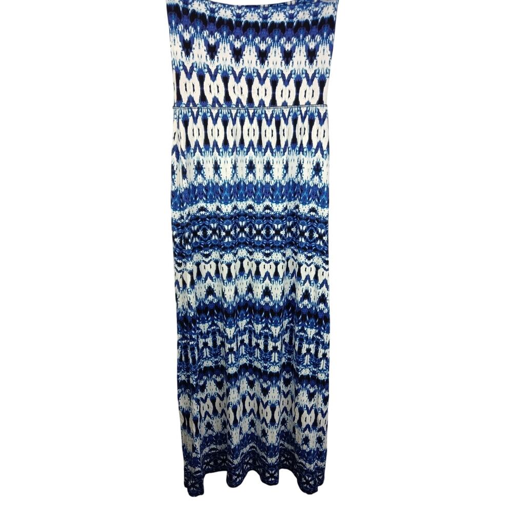 Cynthia Rowley Blue and White Ikat Patterned Strapless Maxi Dress - Women's